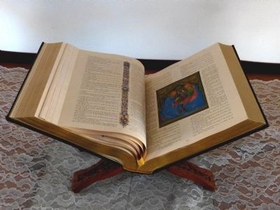 Illuminated Bible in the Rosedale Chapel image. Click for full size.