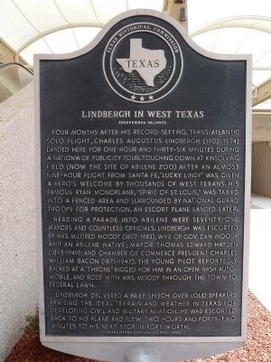 Lindbergh in West Texas Marker image. Click for full size.