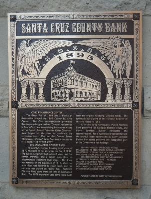 Santa Cruz County Bank Marker image. Click for full size.