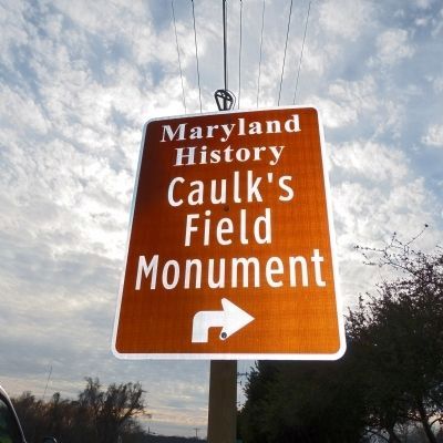 Caulk's Field Monument sign at the the corner of Tolchester Road and Caulk's Field Road image. Click for full size.