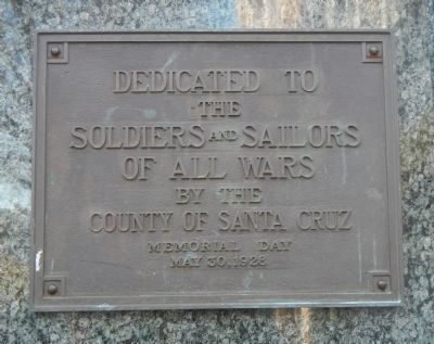 Santa Cruz County World War Memorial Marker (back) image. Click for full size.