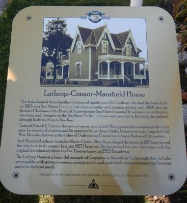 Lathrop-Connor-Mansfield House Marker image. Click for full size.