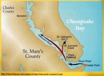 Map showing the Battles of Cedar Point and St. Leonard's Creek image. Click for full size.