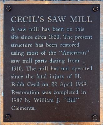 Cecil's Saw Mill Marker image. Click for full size.