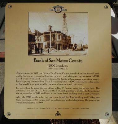 Bank of San Mateo County Marker image. Click for full size.