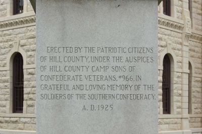 Hill County Confederate Memorial Marker image. Click for full size.
