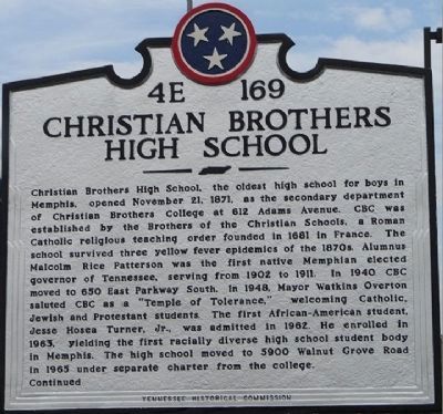Christian Brothers High School Marker image. Click for full size.
