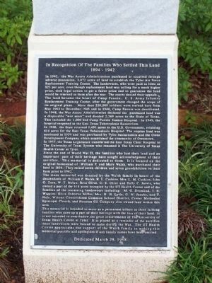In Recognition Of The Families Who Settled This Land Marker image. Click for full size.