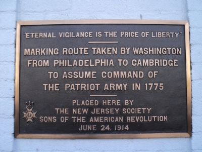Route Taken by Washington Marker image. Click for full size.