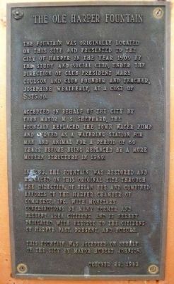 The Ole Harper Fountain Marker image. Click for full size.