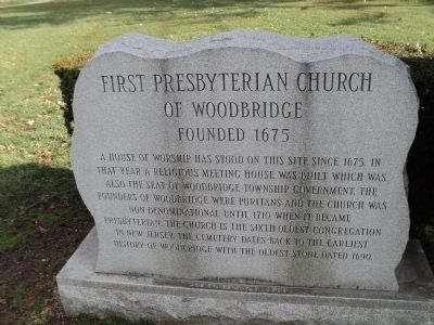 First Presbyterian Church of Woodbridge Marker. Click for full size. First Presbyterian Church of Woodbridge Marker image. Click for full size.
