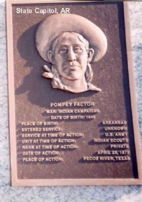 Pompey Factor plaque at the Arkansas State Capitol in Little Rock image. Click for full size.