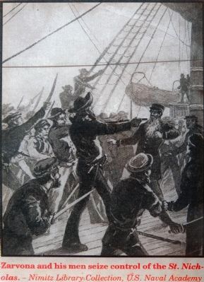 Zarvona and his men seize control of the <i>St. Nicholas</i> image. Click for full size.
