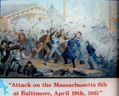 "Attack on the Massachusetts 6th at Baltimore, April 19, 1861" image. Click for full size.