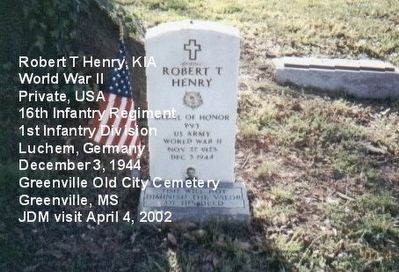 Pvt. Robert T. (Bobby) Henry Marker image. Click for full size.