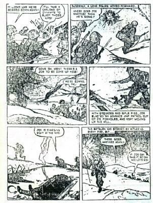 Pvt Joe P. Martinez Actions in a Cartoon. image. Click for full size.