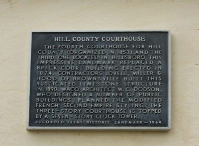 Hill County Courthouse Marker image. Click for full size.