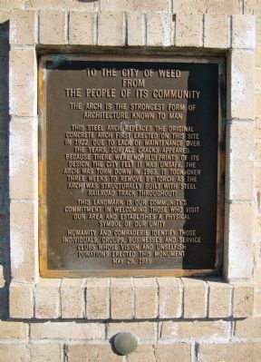 The Weed Arch Marker. Click for full size. The Weed Arch Marker image. Click for full size.