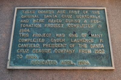 Santa Cruz Beach Boardwalk Boards Marker. Click for full size. Santa Cruz Beach Boardwalk Boards Marker image. Click for full size.