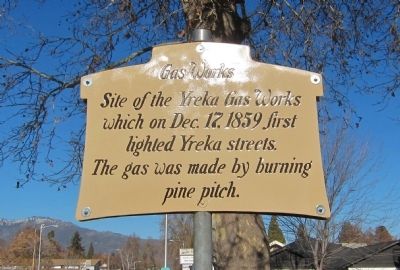 Yreka Gas Works Marker - south face image. Click for full size.