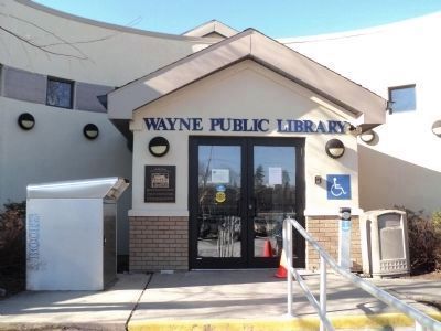 Marker at the Wayne Public Library image. Click for full size.