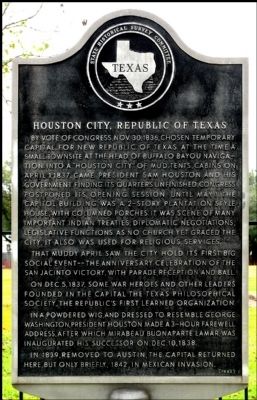 Houston City, Republic of Texas Marker image. Click for full size.