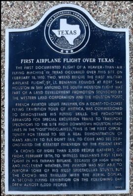 First Airplane Flight Over Texas Marker image. Click for full size.