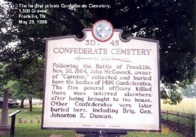 Confederate Cemetery Marker. Click for full size. Confederate Cemetery Marker image. Click for full size.