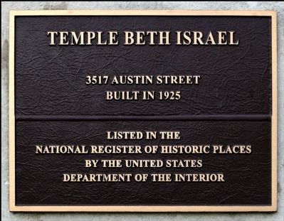 Temple Beth Israel Plaque image. Click for full size.