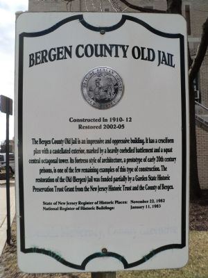 Bergen County Old Jail Marker image. Click for full size.
