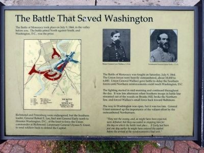 The Battle That Saved Washington Marker image. Click for full size.