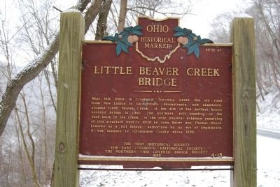 Little Beaver Creek Bridge Marker. Click for full size. Little Beaver Creek Bridge Marker image. Click for full size.