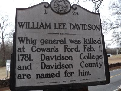 William Lee Davidson Marker. Click for full size. William Lee Davidson Marker image. Click for full size.