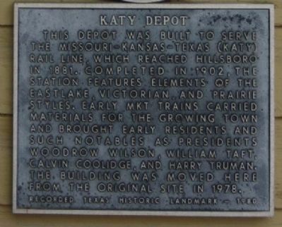 Katy Depot Marker image. Click for full size.