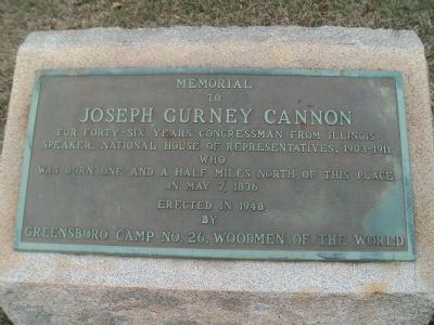 Joseph Gurney Cannon Marker. Click for full size. Joseph Gurney Cannon Marker image. Click for full size.