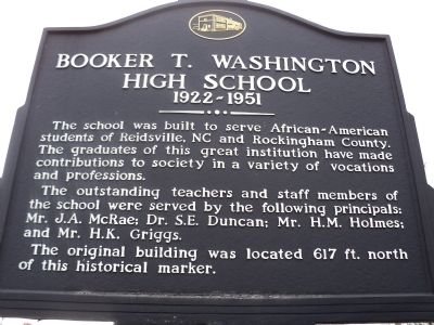 Booker T. Washington High School Marker. Click for full size. Booker T. Washington High School Marker image. Click for full size.