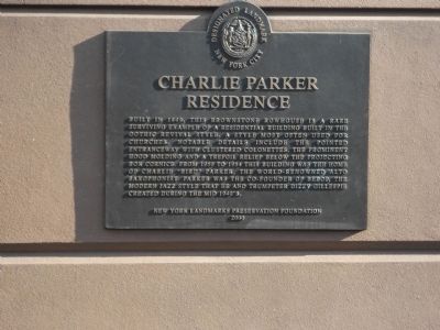 Charlie Parker Residence Marker. Click for full size. Charlie Parker Residence Marker image. Click for full size.