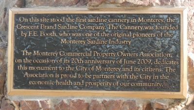 Crescent Brand Sardine Company Marker. Click for full size. Crescent Brand Sardine Company Marker image. Click for full size.