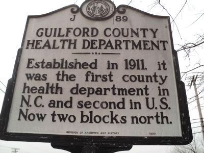 Guilford County Health Department Marker. Click for full size. Guilford County Health Department Marker image. Click for full size.