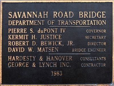 Savannah Road Bridge Plaque image. Click for full size.