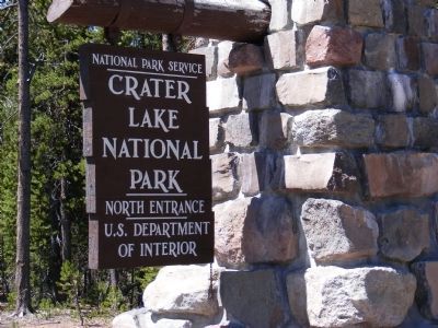 Entrance Sign at the Entrance to Crater Lake National Park. Click for full size. Entrance Sign at the Entrance to Crater Lake National Park image. Click for full size.
