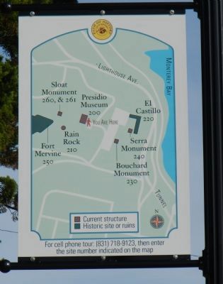 Diagram of historic sites at the Presidio de Monterey image. Click for full size.