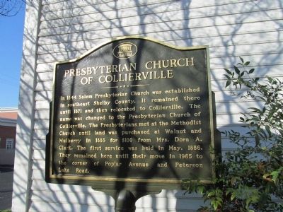 Presbyterian Church of Collierville Marker. Click for full size. Presbyterian Church of Collierville Marker image. Click for full size.