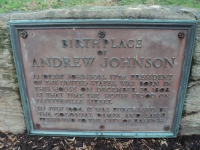 Birthplace of Andrew Johnson Marker image. Click for full size.