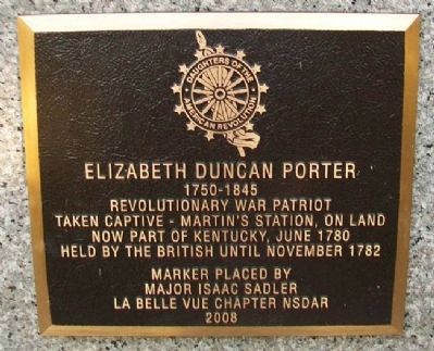Elizabeth Duncan Porter Marker. Click for full size. Elizabeth Duncan Porter Marker image. Click for full size.