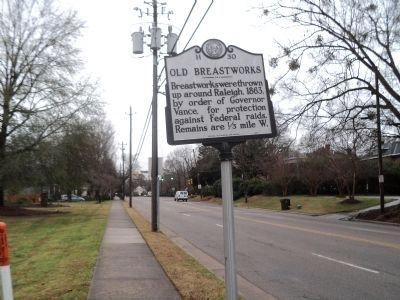 Old Breastworks Marker (Looking South). Click for full size. Old Breastworks Marker (Looking South) image. Click for full size.