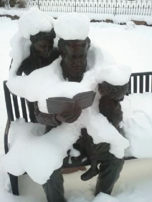 Brigham Young Statue Reading the Book of Mormon to Children image. Click for full size.