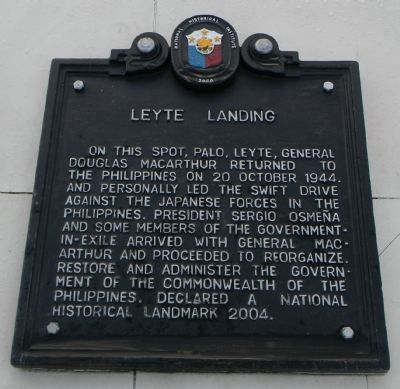 Leyte Landing/<i>Paglunsad sa Leyte</i> Marker Panel 2. Click for full size. Leyte Landing/<i>Paglunsad sa Leyte</i> Marker Panel 2 image. Click for full size.