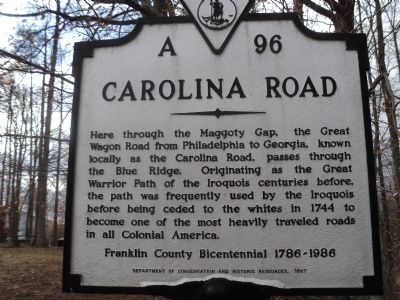 Carolina Road Marker. Click for full size. Carolina Road Marker image. Click for full size.