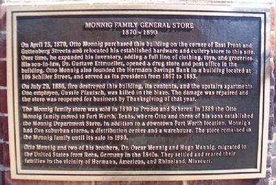 Monnig Family General Store Marker. Click for full size. Monnig Family General Store Marker image. Click for full size.
